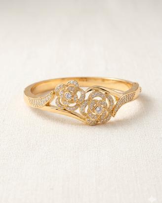 Bracciale rigido dorato con rose e brillantini