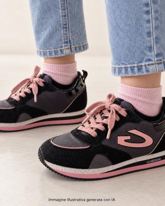 Sneakers Guardiani bambina nere e rosa