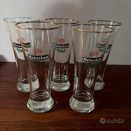 Heineken. Lotto 5 bicchieri da birra. Vintage.