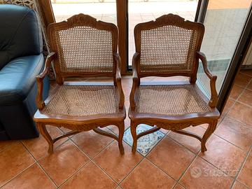 Poltroncine in stile L.Filippo in paglia di Vienna