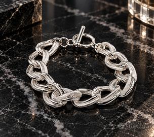 bracciale argento massiccio maglia grande donna