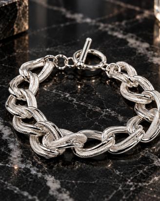 bracciale argento massiccio maglia grande donna