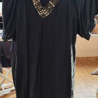 Vestito Queenie seta nera sbuffo e décolleté