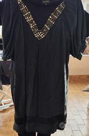 Vestito Queenie seta nera sbuffo e décolleté