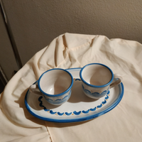 Coppia tazzine caffè con vassoio