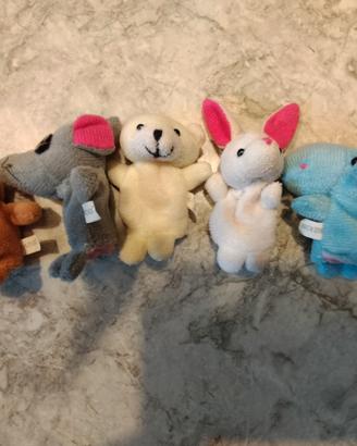 5 peluche animali dito 