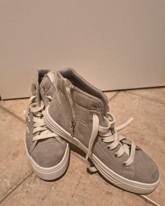 Sneakers alte grigie con cerniera laterale