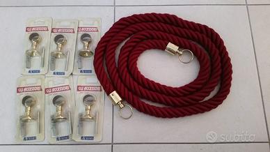 Cordone In Velluto Rosso + Supporti Muro