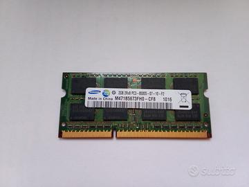 2 GB RAM Samsung DDR3 SODIMM PC3 8500 pc portatili