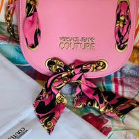 Versace borsa mano a spalla tracolla rosa foulard