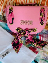 Versace borsa mano a spalla tracolla rosa foulard