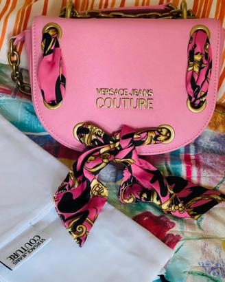 Versace borsa mano a spalla tracolla rosa foulard
