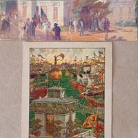 Coppia Cartoline Viaggiate Eventi inizio Novecento