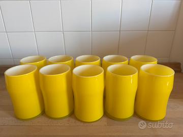 9 bicchieri in vetro giallo