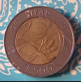 Moneta da 500 lire del 1998 IFAD -20° anniversario