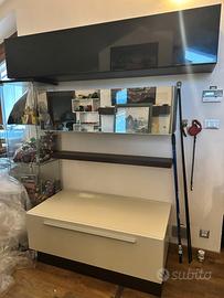 Soggiorno parete tv componibile nero e bianco