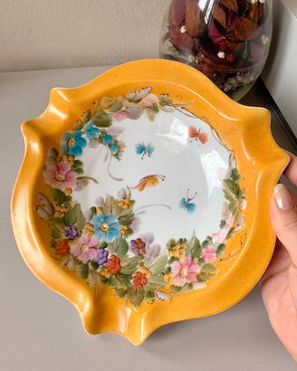 Piatto vintage portagioie ceramica farfalle