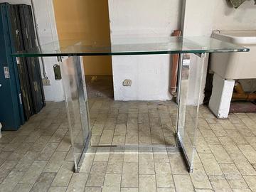 Tavolino in cristallo e acciaio, design "expo”