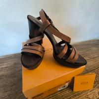 sandali  alti Tods con zeppa no.39 in cuoio