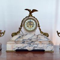 Antico orologio in marmo venato Trittico, parigina