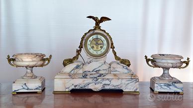 Antico orologio in marmo venato Trittico, parigina