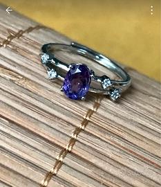 Anello in argento regolabile con ametista 