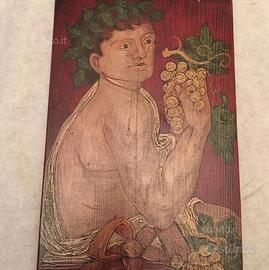 Dipinto su tavola in legno dio bacco