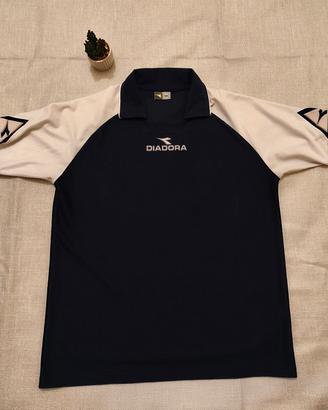 T-shirt Diadora sport raglia M blu bianco