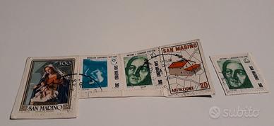 5 FRANCOBOLLI SAN MARINO ANNI 80 VIAGGIATI COPERNI
