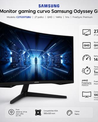 Samsung Odyssey G5 27 - Monitor Gaming CurvoQHD Hz