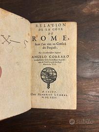 Libro Antico Relation de la Cour de Rome 1663