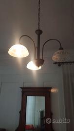 Set vintage Lampadario + 2 Abat-jour