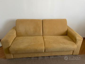 Divano letto in alcantara senape