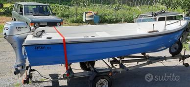 Barca Zirka mt 450 con motore Honda 20 cv