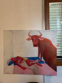 TORO ROSSO GUARDIANO olio su tela, Jonathan Verkuj