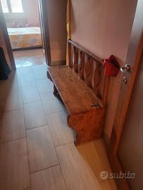 Panca in legno massello con contenitore - rustico
