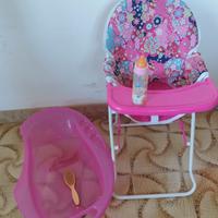 Vaschetta e seggiolone per bambole