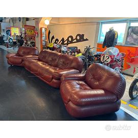 SALOTTO COMPLETO BUSNELLI VINTAGE IN PELLE DIVANO