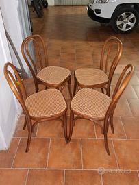 4 sedie stile Thonet in legno e paglia