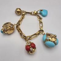 BRACCIALE ORO CHARMS CORALLO TURCHESE