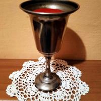 CALICE ANTICATO CON CANDELA ROSSA FUSA  *NUOVO*