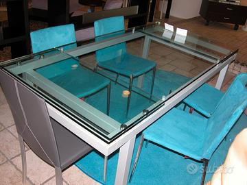 Tavolo in vetro e acciaio Pozzoli