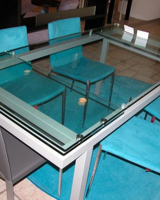 Tavolo in vetro e acciaio Pozzoli