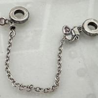 Catenella sicurezza per bracciali con gatto e cuor