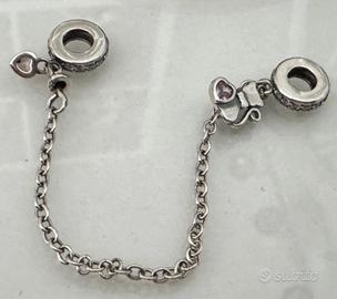 Catenella sicurezza per bracciali con gatto e cuor