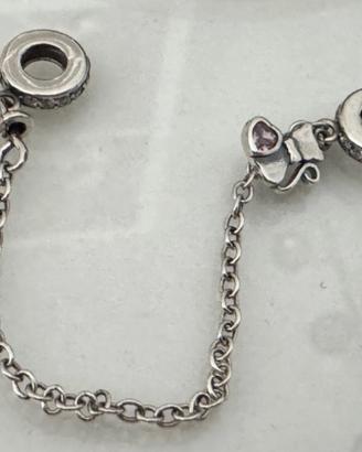 Catenella sicurezza per bracciali con gatto e cuor