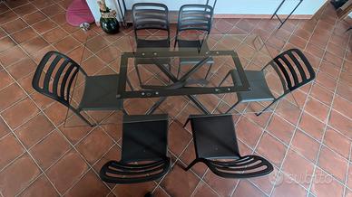 Tavolo in Vetro e Metallo + 6 Sedie marca NARDI