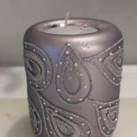 Portacandela brillantini colore lilla