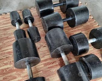 Lotto manubri palestra 165 kg in cemento armato