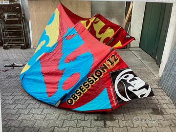Kitesurf rrd obsession 12 e 10.5 con una barra
